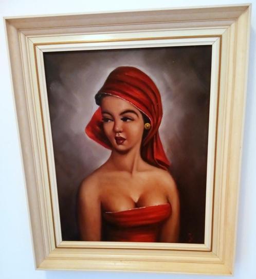 Schilderij op doek van een balinees meisje - balinese kunst, Antiek en Kunst, Kunst | Niet-Westerse kunst, Ophalen