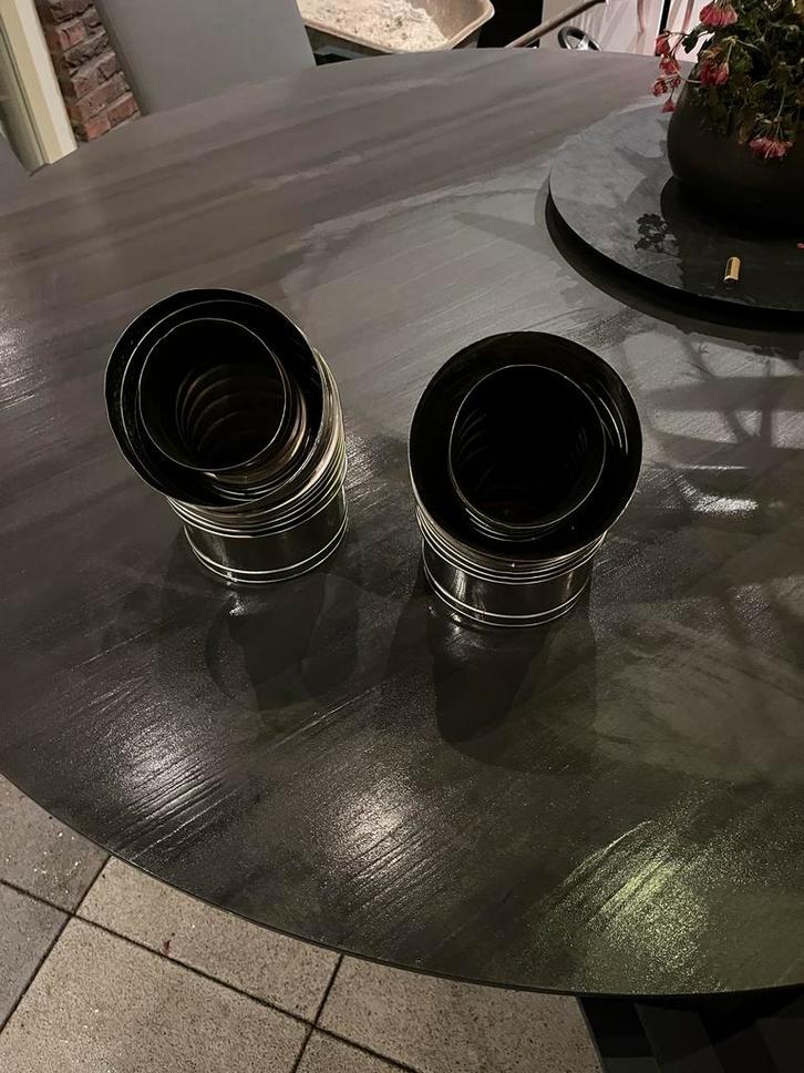 Dubbelwandige Rookafvoer Pijp + 2x 45 Gradenbocht, Doe-het-zelf en Verbouw, Buizen en Afvoer, Gebruikt, Bochten, Rvs, Minder dan 2 meter