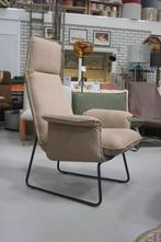 Luxe moderne fauteuil Origami Jess metaal leer naturel Stone, Ophalen, 75 tot 100 cm, Zo goed als nieuw, Metaal