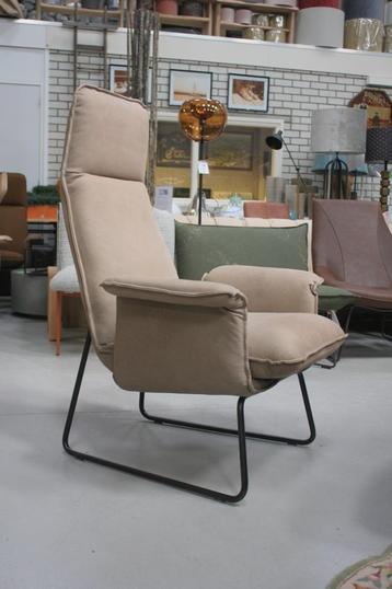 Luxe moderne fauteuil Origami Jess metaal leer naturel Stone beschikbaar voor biedingen
