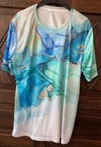 Wit-groen-blauw-gele top, shirt met korte mouw; maat XL, Blauw, Maat 46/48 (XL) of groter, Ophalen of Verzenden, Zo goed als nieuw
