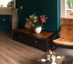 Houten Koffietafel met Opbergruimte, Huis en Inrichting, Tafels | Salontafels, Ophalen, Gebruikt, 50 tot 100 cm, 100 tot 150 cm