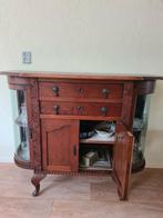 Antiek eikenhouten meubelstuk met 2 halfronde glazen zijdeur, Ophalen