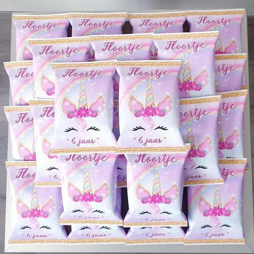 Traktatie zakje chips met thema UNICORN, Hobby en Vrije tijd, Feestartikelen, Nieuw, Feestartikel, Verjaardag, Ophalen of Verzenden