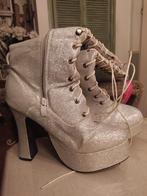 Hoge gliterlaarzen maat 39, Ophalen of Verzenden, Zo goed als nieuw, Zwart, Hoge laarzen