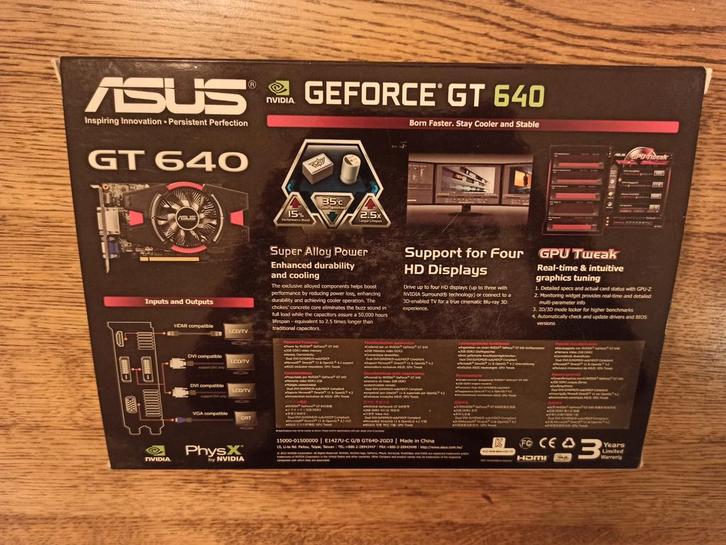 Asus Nvidia GeForce GT 640 - 2GB DDR3 DX11, Computers en Software, Videokaarten, Gebruikt, Nvidia, PCI-Express 3.0, GDDR3, HDMI