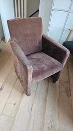 Stoel op wieltjes met ribfluwelen stof, Huis en Inrichting, Stoelen, Ophalen, Gebruikt, Bruin, Eén