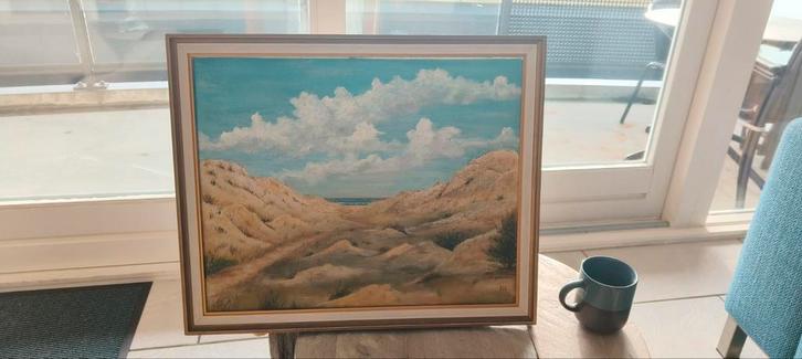 Schilderij: Duinlandschap met wolken, Antiek en Kunst, Kunst | Schilderijen | Klassiek, Ophalen of Verzenden