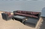 Grijze loungeset met tafel en hocker, Ophalen, 4 zitplaatsen, Gebruikt, Loungeset