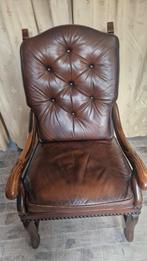 Stijlvolle lederen fauteuil, Ophalen, Gebruikt, 50 tot 75 cm, Leer