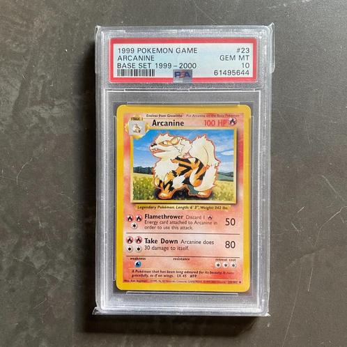 Pokémon #23 Arcanine Base 1999-2000 PSA 10, Hobby en Vrije tijd, Verzamelkaartspellen | Pokémon, Nieuw, Losse kaart, Ophalen of Verzenden