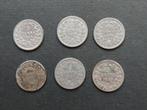 Zes zilveren stuivers 1850-1859 (zie omschrijving), Setje, Zilver, Koning Willem III, 5 cent
