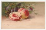 Perziken.  Druiven.  Cath. Klein.  Illustrateurs.  Fruit., Verzamelen, Ansichtkaarten | Themakaarten, Verzenden, Voor 1920, Ongelopen