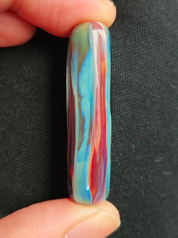 langwerpige multicolor cilinder glaskraal met parelmoer