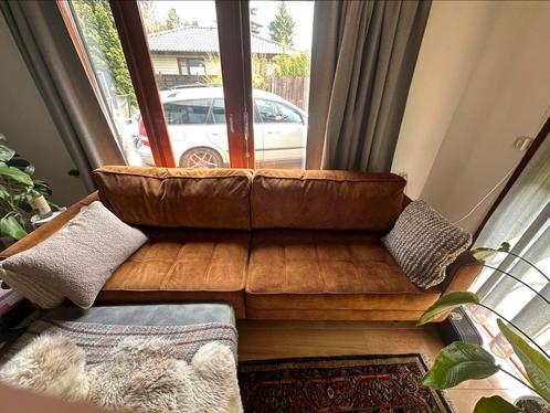 Bank en poef samen te koop, Huis en Inrichting, Banken | Complete zithoeken, Zo goed als nieuw, Ophalen