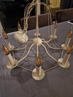 Kroonluchter 8 armen brocante wit vlammetjes lamp, Huis en Inrichting, Ophalen of Verzenden, Zo goed als nieuw