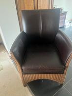 Leren fauteuil met riet, Ophalen, Gebruikt, Minder dan 75 cm, Leer