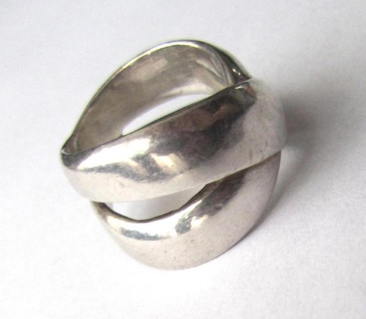 Prachtige 925 zilveren crossover ring maat 16, Sieraden, Tassen en Uiterlijk, Antieke sieraden, Ring, Zilver, Ophalen