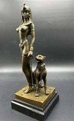 Prachtig bronzen beeld van Cleopatra met panter voor €150,00, Ophalen, Zo goed als nieuw