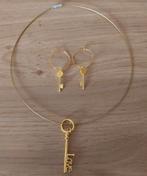 NIEUW GOUDEN SPANG MET LOVE SLEUTEL + HOOPS-KETTING, Verzenden, Nieuw, Goud, Overige materialen