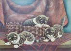 Hollandse School (XX) - Stilleven met spelende kittens, Antiek en Kunst, Ophalen of Verzenden