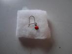 Zilveren oorbelletjes met bloedkoraal uit 1955, Ophalen of Verzenden, Zo goed als nieuw, Rood, Zilver