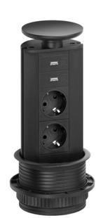Evoline Powerport met USB aansluiting en 2 stopcontacten, Ophalen, Minder dan 50 cm, Zwart, Nieuw