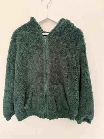 Teddy vestje capuchon donkergroen zacht warm vest 98 104 beschikbaar voor biedingen