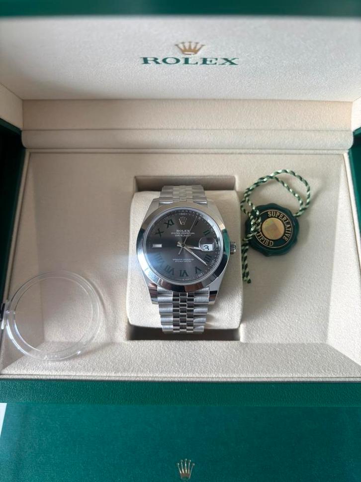 Rolex datejust 41 Wimbledon, Sieraden, Tassen en Uiterlijk, Horloges | Heren, Zo goed als nieuw, Rolex, Staal, Ophalen