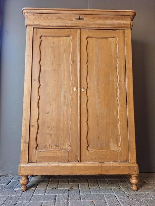 Oude grenen biedermeier meidenkast kledingkast, Antiek en Kunst, Antiek | Meubels | Kasten, Ophalen of Verzenden