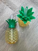 2x Ananas Drinkbeker met Rietje, Ophalen of Verzenden, Zo goed als nieuw