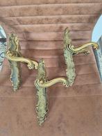 Set van 3 oude klinken lang schild geen sleutelgat, Ophalen of Verzenden, Zo goed als nieuw, Koper of Messing, Klink of Kruk