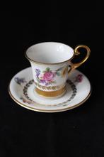 Vintage Jacob Hertel 2 porseleinen koffie kopjes en schotels, Antiek en Kunst, Ophalen of Verzenden