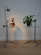 Twee stuks vintage Ikea Tord Bjorklund glazen bijzettafels, Minder dan 55 cm, Gebruikt, Rond, Glas