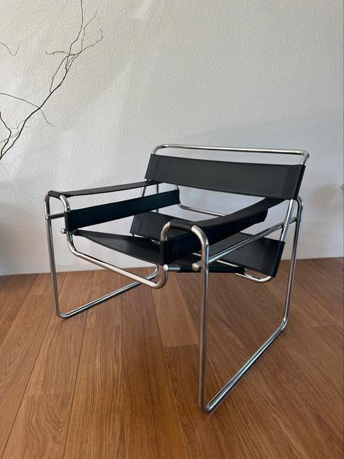 Vintage Wassily B3 Chair (jaren 60/70 replica) - Bauhaus, Huis en Inrichting, Fauteuils, Zo goed als nieuw, Leer, Metaal, 75 tot 100 cm