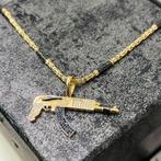 14k gouden ketting met ak47 kettinghanger heren, Ophalen of Verzenden, Zo goed als nieuw, Goud