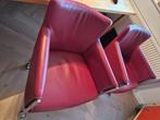 Eetkamerstoelen leder Toledo red, met RVS poten met wieltjes, Ophalen, Gebruikt, Modern, strak, Metaal