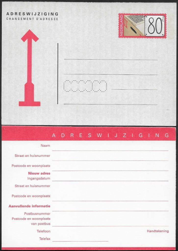 Adreswijziging Geuzendam 62b zonder laserbedrukking Zie INFO, Postzegels en Munten, Brieven en Enveloppen | Nederland, Briefkaart