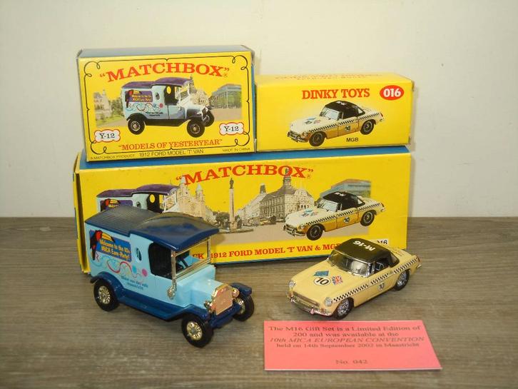 1912 Ford Model T & MGB - MICA Euro Party - Matchbox M-16, Hobby en Vrije tijd, Modelauto's | 1:43, Zo goed als nieuw, Auto, Matchbox