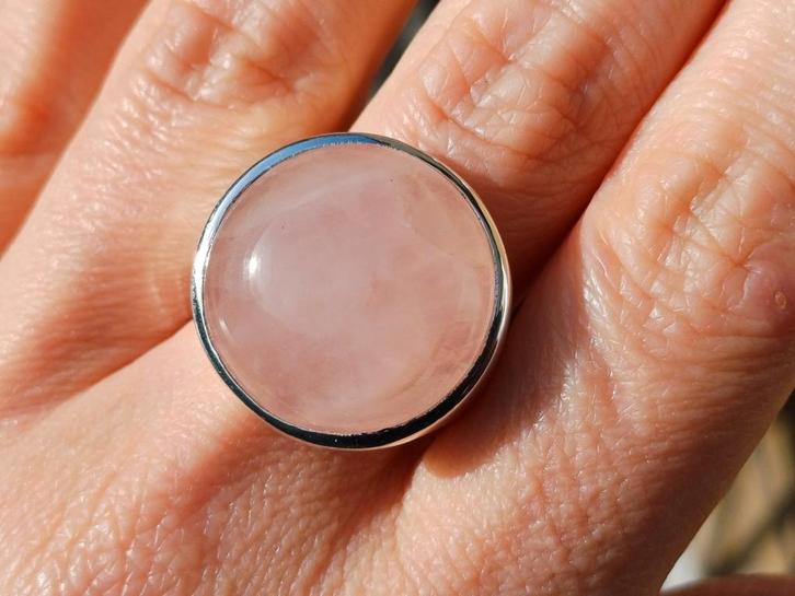 Vanoli 925 zilveren ring met rozenkwarts maat 19,75 en 21, Sieraden, Tassen en Uiterlijk, Ringen, Nieuw, Dame, 19 tot 20, Roze