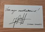Visitekaartje Johan Cruyff met geschreven tekst en boek., Verzamelen, Sportartikelen en Voetbal, Ophalen of Verzenden, Gebruikt