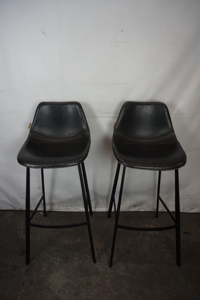 Dutchbone barkruk barkrukken | 4 stuks, Huis en Inrichting, Barkrukken, Gebruikt, 60 tot 90 cm, Leer, 4 krukken, Met voetsteun