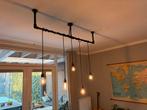 Industriële zwarte hanglamp met stoere look, Ophalen of Verzenden, Gebruikt, Metaal, Minder dan 50 cm