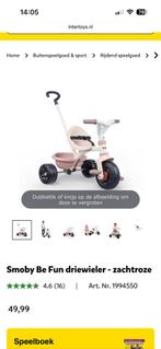 Smoby Be Fun driewieler - zachtroze, Ophalen, Nieuw, Smoby, Duwstang