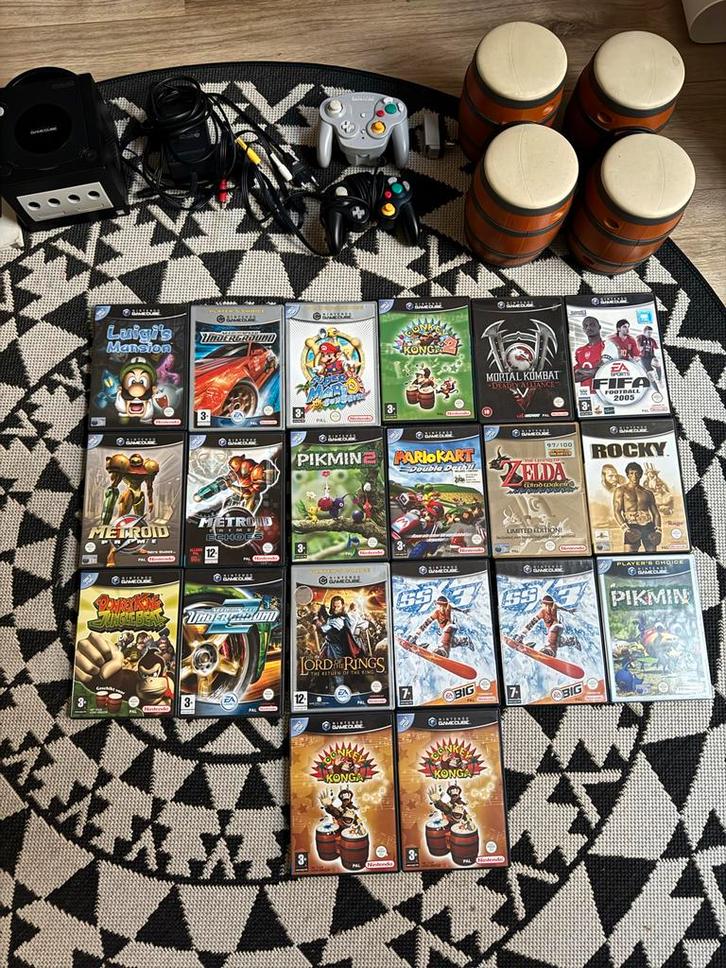 Gamecube Compleet Pakket met Games, Bongo's & Wavebird, Spelcomputers en Games, Games | Overige, Gebruikt, Overige genres, 3 spelers of meer
