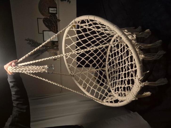 *Macramé hangstoel – boho stijl*, Tuin en Terras, Hangmatten, Zo goed als nieuw, Binnen, Buiten, Ophalen
