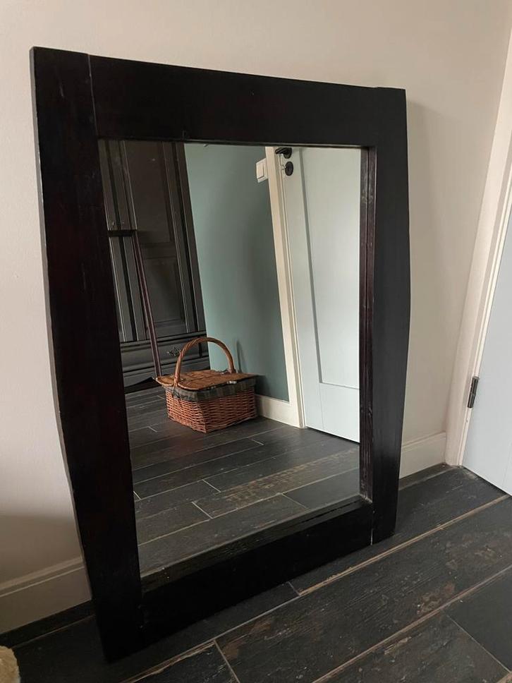 Mooie Rechthoekige Spiegel met Donkere Lijst, Huis en Inrichting, Woonaccessoires | Spiegels, Gebruikt, 50 tot 75 cm, Minder dan 100 cm