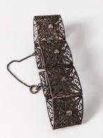 Prachtige antieke paneelarmband - Art Nouveau - 835 zilver, Armband, Zilver, Verzenden