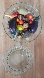 Schaal + Kunstfruit 2st, Ophalen of Verzenden, Zo goed als nieuw, Rond, Glas
