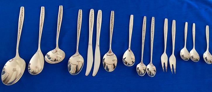 Gero zilmeta 521 takje: longdrinklepels opscheplepels enz., Huis en Inrichting, Keuken | Bestek, Gebruikt, Los bestek, Rvs of Chroom